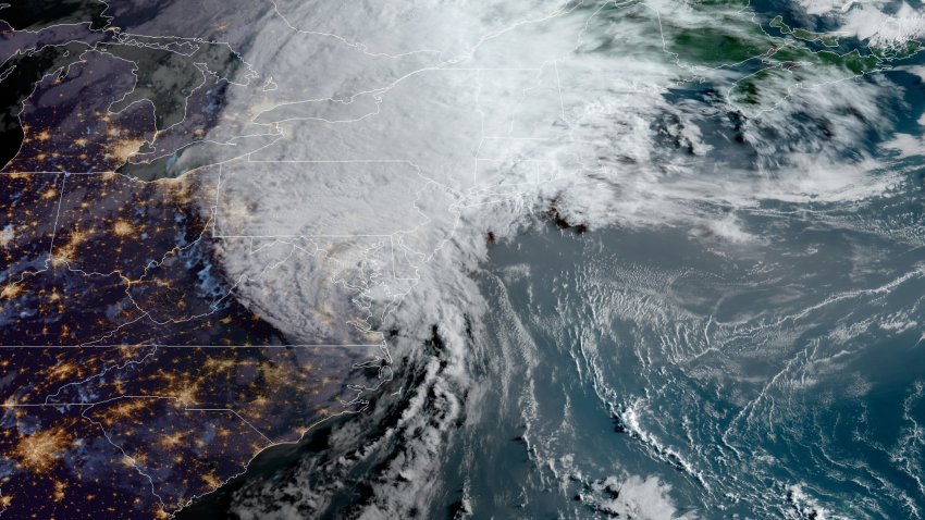 Tropical Storm Isaias, downgraded from a hurricane after it made landfall overnight, sweeps through the northeast states early Tuesday morning, Aug. 4, 2020.