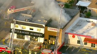 Large commercial fire near Linda Vista