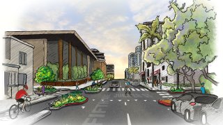 Fourth and Fifth Avenue Bikeways Rendering - Fifth & Juniper - North View