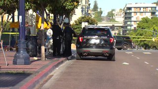 SDPD at the scene of a shooting in the East Village on August 12, 2020.