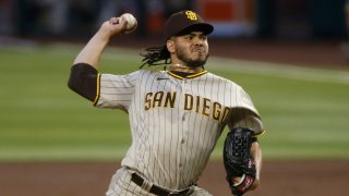 PHOENIX, ARIZONA – AUGUST 14: Starting pitcher Dinelson Lamet #29 of the San Diego Padres throws a pitch against the Arizona Diamondbacks during the second inning of the MLB game at Chase Field on August 14, 2020 in Phoenix, Arizona. (Photo by Ralph Freso/Getty Images)
