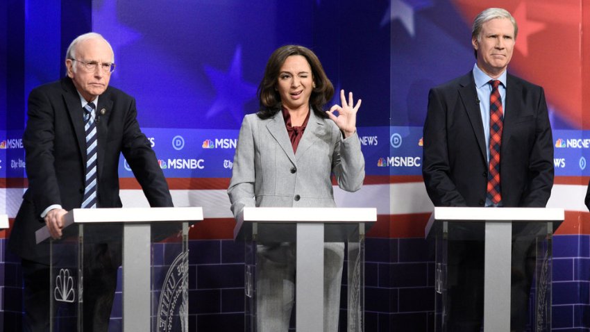 Larry David as Bernie Sanders, Maya Rudolph as Kamala Harris and host Will Ferrell as Tom Steyer