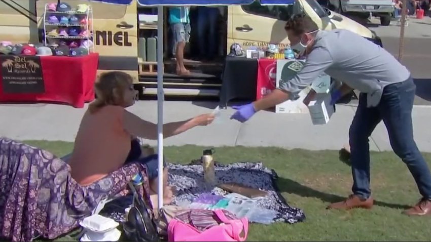 Educating Crowds in Ocean Beach About Public Health Order