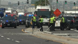 Harbor Police at the scene of a deadly crash near the San Diego International Airport