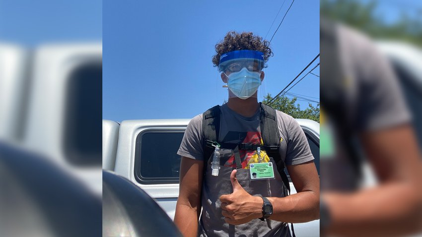 Xan Wesley, 18, got EMT-certified right after graduation in Redondo Beach and started to help with the pandemic Aug. 4, 2020.
