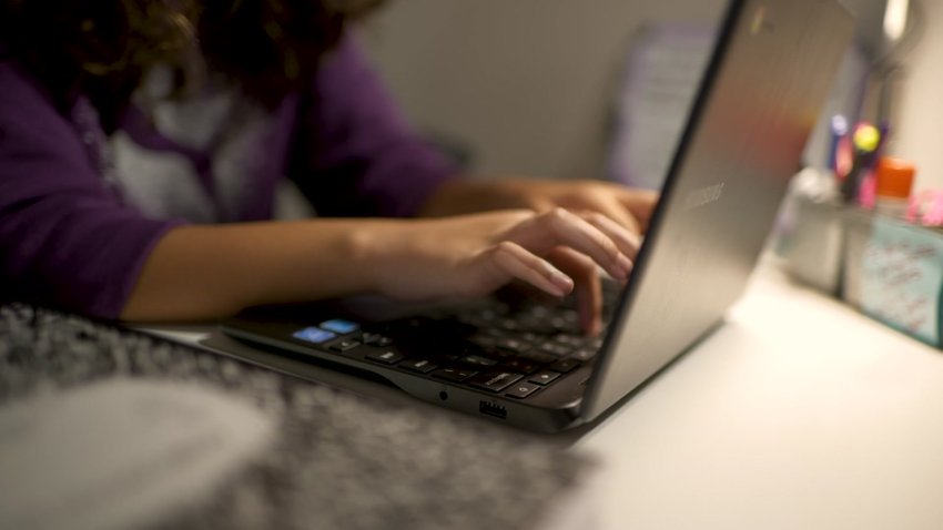 Foto genérica de un estudiante en su laptop.