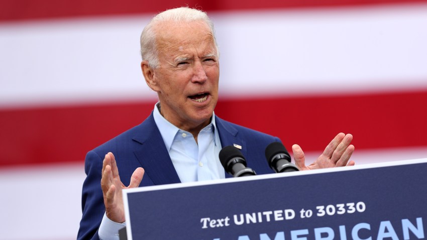 In this Sept. 9, 2020, file photo, Democratic presidential nominee and former Vice President Joe Biden delivers remarks in the parking lot outside the United Auto Workers Region 1 offices in Warren, Michigan.