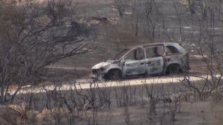 A car burned by the Valley Fire.