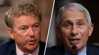 Senator Rand Paul (left) and Anthony Fauci (right), director of the National Institute of Allergy and Infectious Diseases.