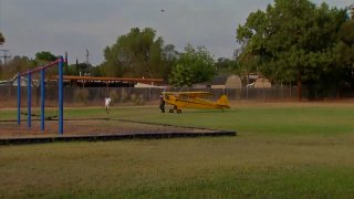 A plane made an emergency landing in the field at an El Cajon elementary school.