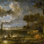 And "Moonlit River Landscape With Boats, Fisherman and Cows," by a follower of Aert Van Der Neer, sold for .772; both were offered without reserve.