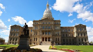 The Michigan State Capitol building is seen on Oct. 8, 2020, in Lansing, Michigan.