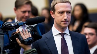 Mark Zuckerberg, Chairman and Chief Executive Officer of Facebook, arrives to testify during the House Financial Services hearing on An Examination of Facebook and Its Impact on the Financial Services and Housing Sectors on Wednesday, Oct. 23, 2019.