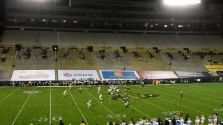 BOULDER, CO – NOVEMBER 07: The Colorado Buffaloes and the UCLA Bruins played in a mostly empty stadium at Folsom Field November 07, 2020. (Photo by Andy Cross/MediaNews Group/The Denver Post via Getty Images)”n”n
