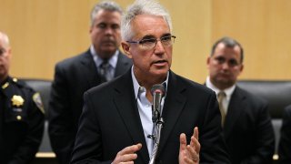 George Gascon speaks during a news conference.