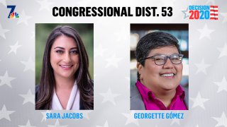 Sara Jacobs (left) vs. Georgette Gomez (right) in the race for the 53rd District.