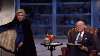 Jim Carrey reprised his role as Joe Biden alongside Kate McKinnon as Hillary Clinton on this Halloween edition of "Saturday Night Live", October 31, 2020.