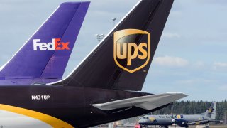 UPS and FedEx cargo aircraft.