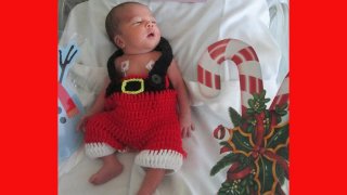 One of the babies at UC San Diego Health's Jacobs Medical Center dressed up for the holidays