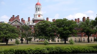 CAMBRIDGE, MASSACHUSETTS - JULY 08: A view of the campus of Harvard University on July 08, 2020 in Cambridge, Massachusetts. Harvard and Massachusetts Institute of Technology have sued the Trump administration for its decision to strip international college students of their visas if all of their courses are held online.