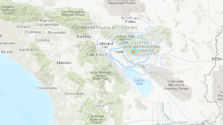 A map shows the location of an earthquake Dec. 25, 2020 in the Coachella Valley.