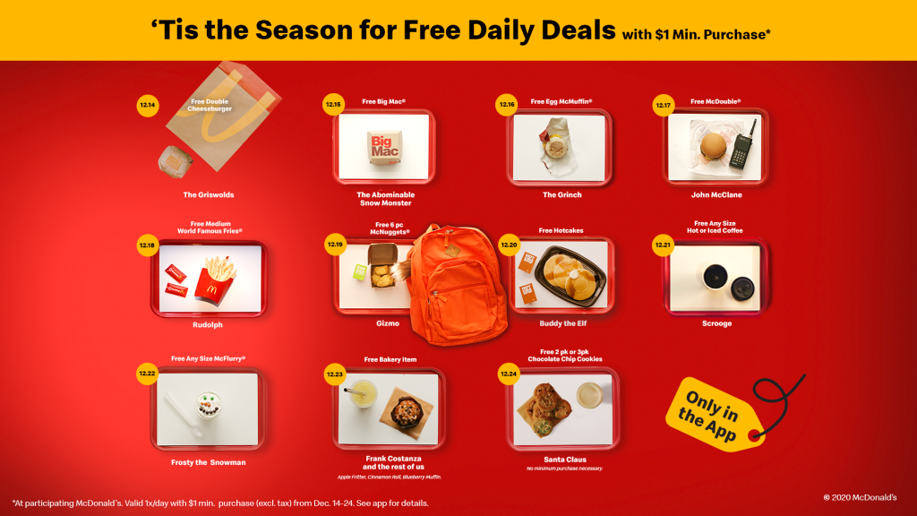 McDonald's featured menu items for the holidays