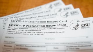 A Covid-19 Vaccination Record Card from the CDC (Centers for Disease Control and Prevention). (Photo by Ben Hasty/MediaNews Group/Reading Eagle via Getty Images)