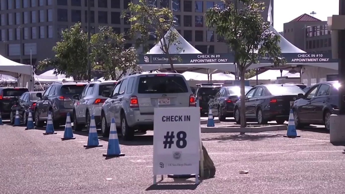 Long Lines at Petco Park Vaccination Super Station as Make-Up Appointments Begin