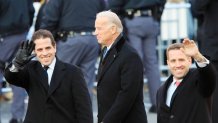 WASHINGTON, D.C. - JANUARY 20: Vice-President Joe Biden and sons Hunter Biden (L) and Beau Biden walk in the Inaugural Parade January 20, 2009 in Washington, DC. Barack Obama was sworn in as the 44th President of the United States, becoming the first African-American to be elected President of the US. (Photo by David McNew/Getty Images)