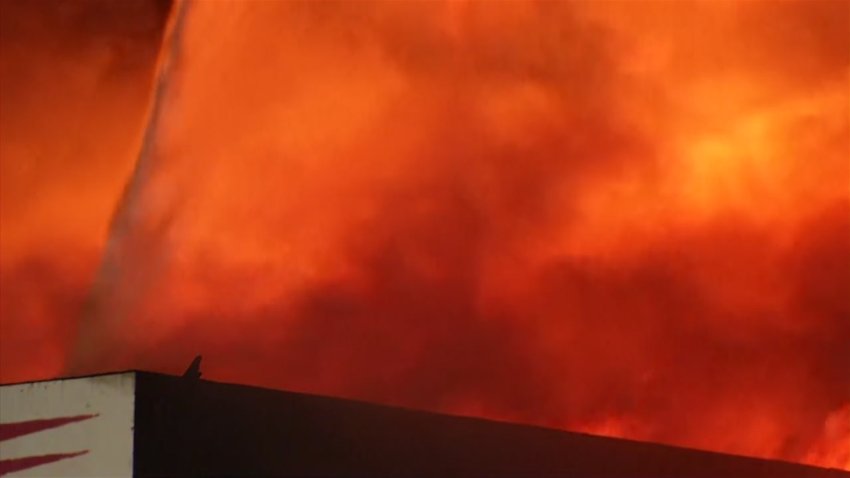 Raw Video: CVFD Battles Building Fire in Chula Vista