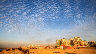 General view of Gaza beach during sunset on January 26, 2021. Amid coronavirus disease (COVID-19) in the Gaza Strip