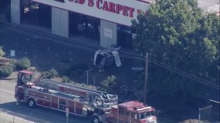 Crews respond to the scene of a car crash in San Marcos on Monday, Jan. 4, 2021.