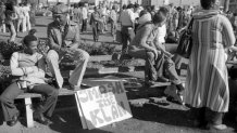 An undated image of an anti-KKK demonstration in San Diego.