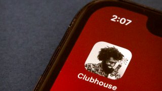The icon for the social media app Clubhouse is seen on a smartphone screen