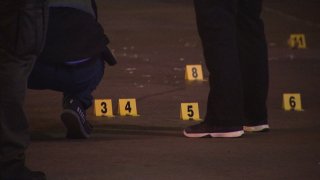 Evidence markers at a shooting in Lemon Grove