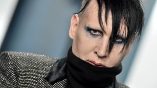 In this Feb. 9, 2020 file photo, Marilyn Manson attends the 2020 Vanity Fair Oscar Party hosted by Radhika Jones at Wallis Annenberg Center for the Performing Arts in Beverly Hills, California.