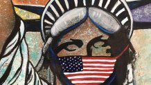 Artwork depicting Lady Liberty by Marilyn Huerta.