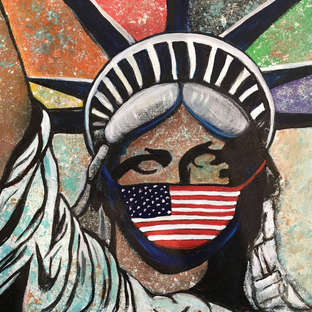 Artwork depicting Lady Liberty by Marilyn Huerta.