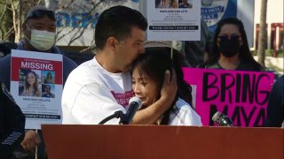 Millete's sister Maricris Drouaillet and her husband, Richard Drouaillet, at the news conference on Friday