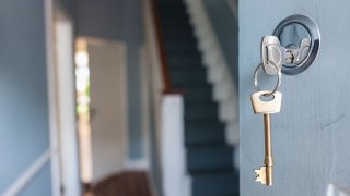 front door key in lock