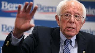 Democratic presidential candidate Sen. Bernie Sanders (I-VT) talks to reporters at the Doubletree Hotel March 02, 2020 in Salt Lake City, Utah.