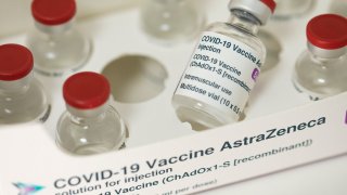 In this Feb. 4, 2021, file illustration, the AstraZeneca COVID-19 vaccine is seen at Copes pharmacy in Streatham in London, England.