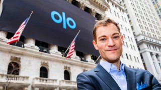 Noah Glass, Founder & CEO, OLO, at the New York Stock Exchange for their IPO, March 17, 2021.