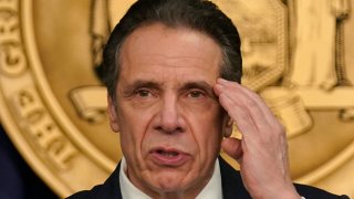 New York Governor Andrew Cuomo speaks at an event at his office in New York, on March 18, 2021.