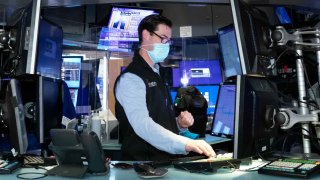 Trader on the floor of the New York Stock Exchange.