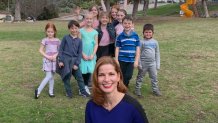 NBC 7's Dagmar Midcap and the mini news team from Allied Gardens.