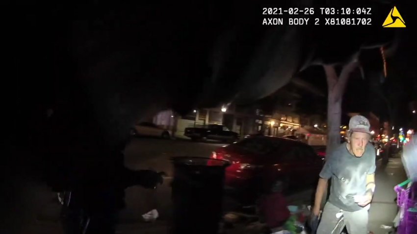 A still image from body camera footage of the incident released by SDPD.