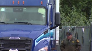 A big rig involved in a crash with a pedestrian in Poway