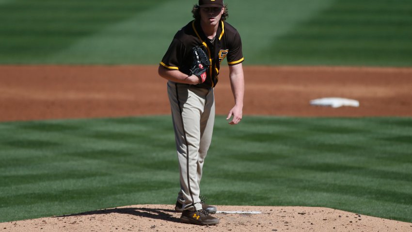 Starting pitcher Ryan Weathers showed flashes of dominance against the Dodgers. (Photo by Ralph Freso/Getty Images)