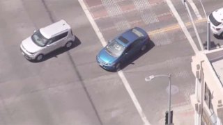 Police pursue a driver in Hollywood.
